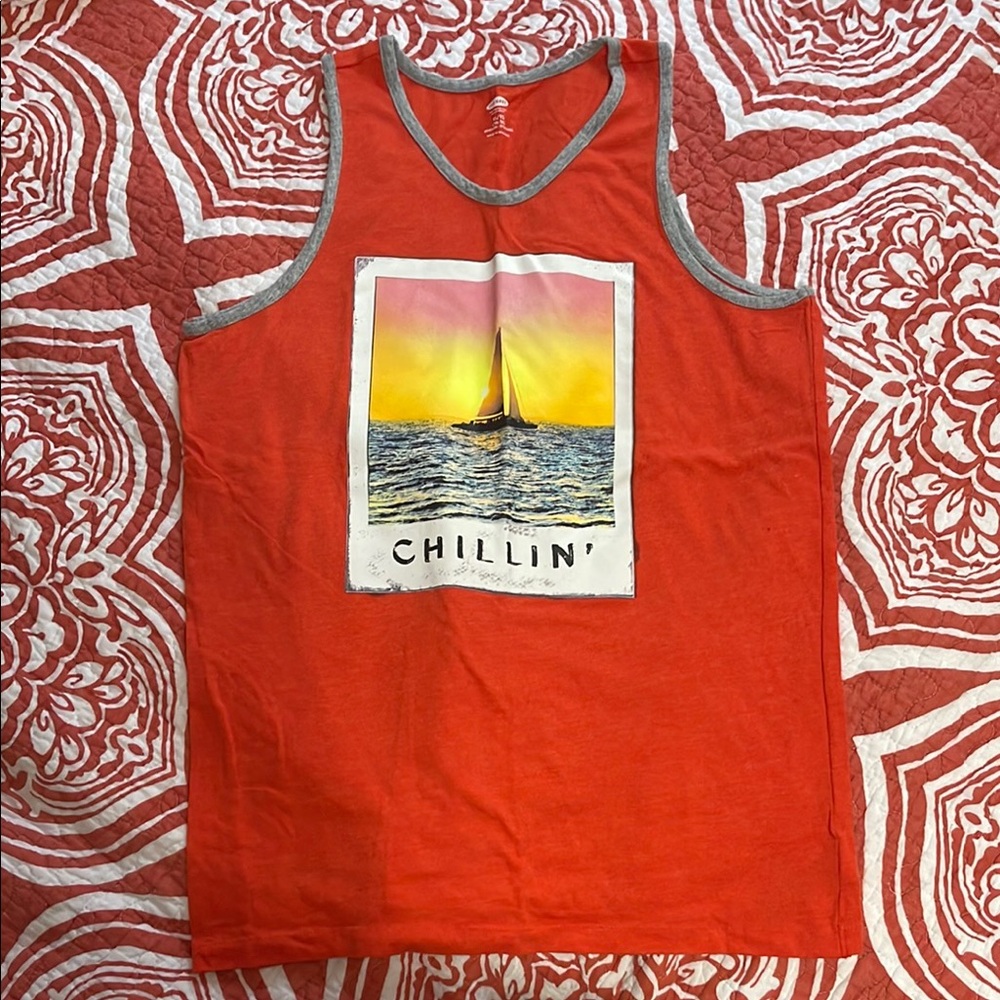 Orange Graphic Tank Top